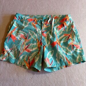 Chubbies Mens Swim Trunks Medium Turquoise Floral Bird of Paradise USA Made